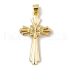 Rack Plating Brass Micro Pave Clear Cubic Zirconia Pendants KK-K367-17G-1