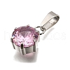 304 Stainless Steel Pave Cubic Zirconia Pendants STAS-B086-12P-04-2