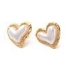 Texture Heart 304 Stainless Steel Stud Earrings EJEW-U003-28G-1