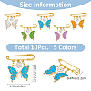 SUPERFINDINGS 10Pcs 5 Colors Butterfly & Flower Charm Alloy Enamel Brooches for Women JEWB-FH0001-49-2