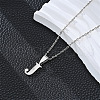 201 Stainless Steel Crystal Rhinestone Initial Pendant Necklaces FS-WG28760-16-1