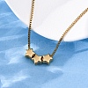 304 Stainless Steel Triple Beads Pendant Box Chain Necklaces NJEW-R026-02G-02-3