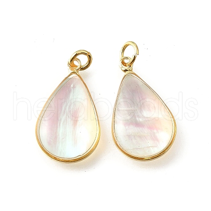 Natural White Shell & Epoxy Resin Pendants KK-E794-02G-01-1