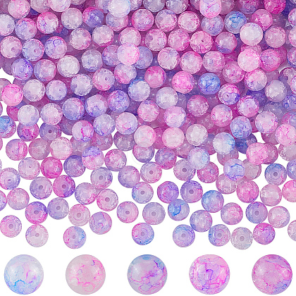 SOFPLATE 3 Strands Baking Painted Crackle Glass Bead Strands CCG-SP0001-02-1
