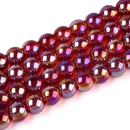 Electroplate Transparent Glass Beads Strands GLAA-T032-T6mm-AB20-1