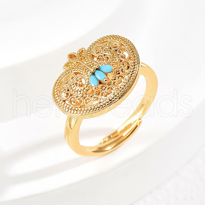 Elegant Hollow Brass Micro Pave Cubic Zirconia Adjustable Finger Rings for Women US0162-3-1