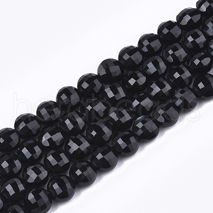 Natural Black Agate Beads Strands G-T108-43-1