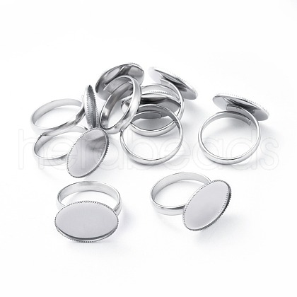 Non-Tarnish Adjustable 304 Stainless Steel Finger Rings Components STAS-E459-79P-1