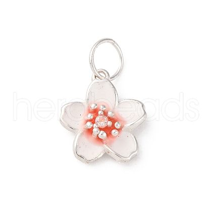 925 Sterling Silver White Enamel Flower Charms STER-D304-03S-1
