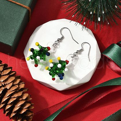 Handmade Lampwork Dangle Earrings EJEW-TA00664-1