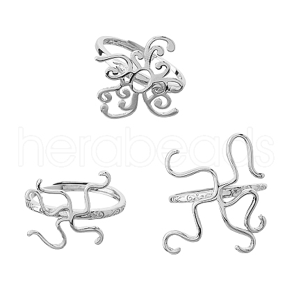FIBLOOM  3pcs 3 styles Brass Adjustable Ring Findings FIND-FI0001-06P-1