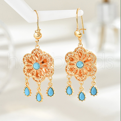 Alloy Cubic Zirconia Flower Tassel Hoop Earrings ZX0085-2-1