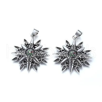 304 Stainless Steel Big Pendants STAS-O106-25AS-1