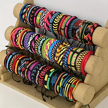 PU Leather Cord Braided Bracelets for Men Women WGFF396-04-1