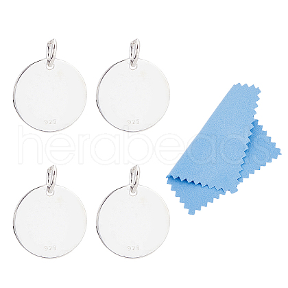 DICOSMETIC 4Pcs 925 Sterling Silver Pendants STER-DC0001-37-1