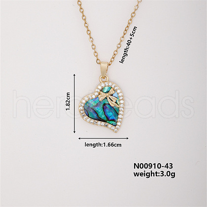 Vintage Brass Micro Pave Cubic Zirconia Heart Pendant Necklace for Women MF6183-1-1