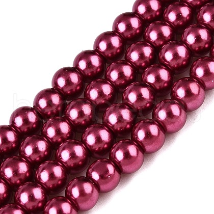 Baking Painted Pearlized Glass Pearl Round Bead Strands HY-Q330-8mm-14-1