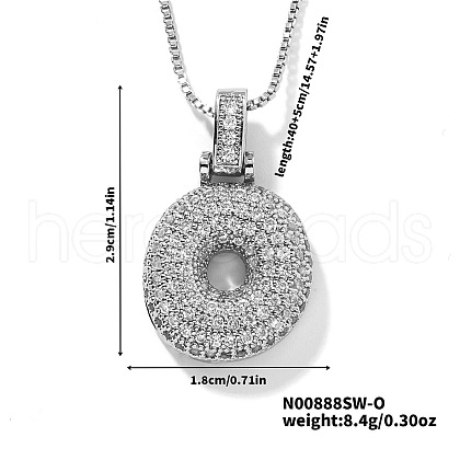 Elegant Brass Micro Pave Clear Cubic Zirconia 3D Initial Necklaces DV4415-38-1