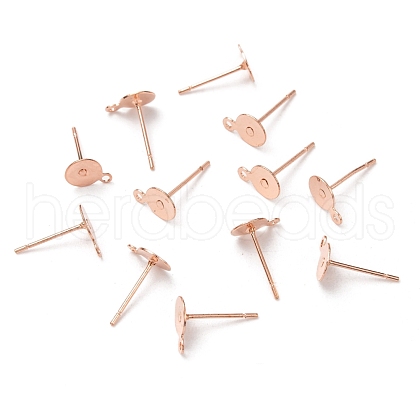 Brass Stud Earring Findings KK-K225-02C-RG-1
