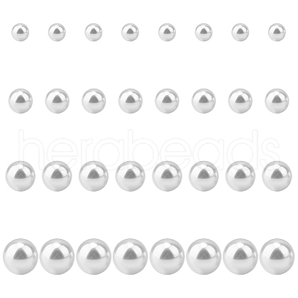 ANATTASOUL 16 Pairs 4 Size Plastic Imitation Pearl Stud Earrings with Steel Iron Pins EJEW-AN0003-89-1