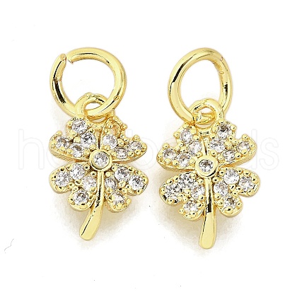 Clover Brass Micro Pave Clear Cubic Zirconia Pendants KK-K300-10G-1