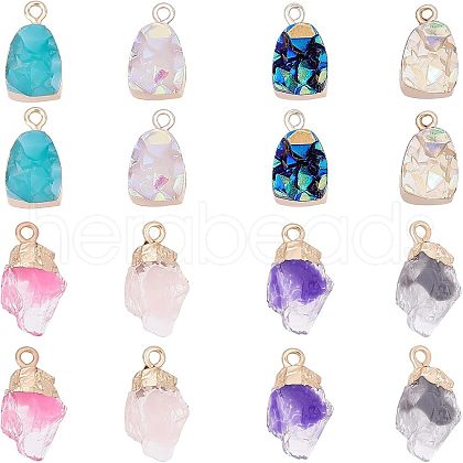 SUPERFINDINGS 16Pcs 8 Color Druzy Resin Pendants RESI-FH0001-36-1