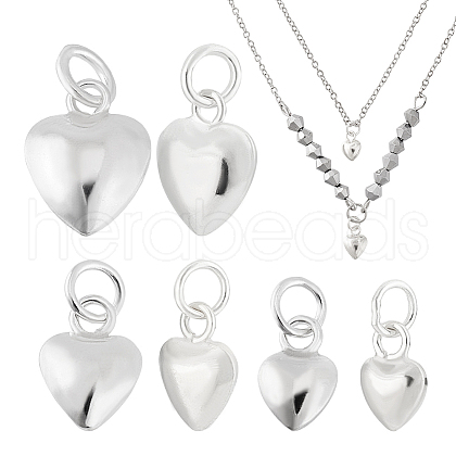   6Pcs 3 Styles 925 Sterling Silver Heart Charms with Jump Rings STER-PH0002-29-1