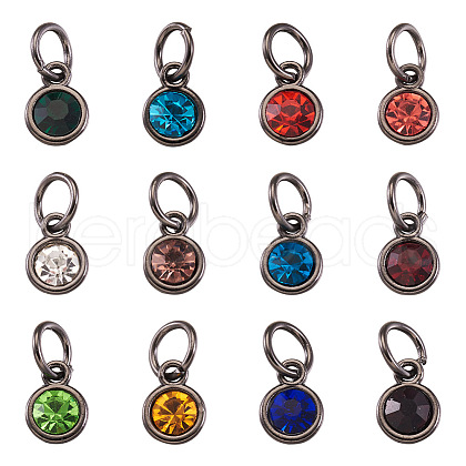 48Pcs 12 Colors Alloy Rhinestone Charms FIND-TA0001-36B-1