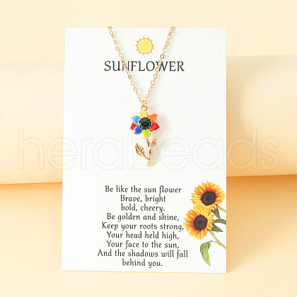 Sunflower Alloy Enamel Pendant Necklaces FS-WG66ADB-03-1