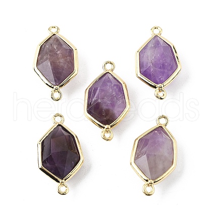 Natural Amethyst Faceted Connector Charms G-H323-05G-02-1