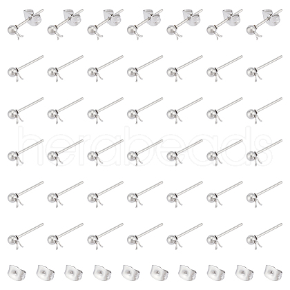 Unicraftale 100Pcs 304 Stainless Steel Ball Post Stud Earring Findings STAS-UN0056-35-1