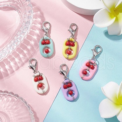 Acrylic & Synthetic Turquoise Pendant Decorations HJEW-JM03048-04-1
