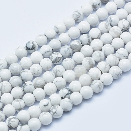 Natural Howlite Beads Strands G-P353-01-6mm-1