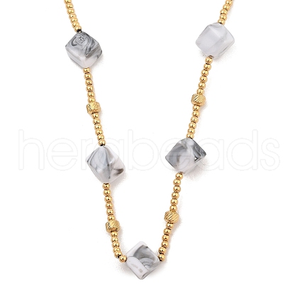 Golden Tone 304 Stainless Steel Boho Beaded Necklaces NJEW-A032-01G-02-1