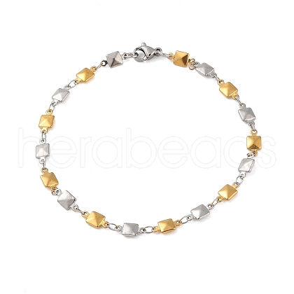 Stainless Steel Square Link Chain Bracelets for Women Men BJEW-M319-01D-GP-1