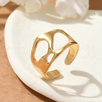 304 Stainless Steel Open Cuff Rings for Unisex RJEW-Q003-03G-1