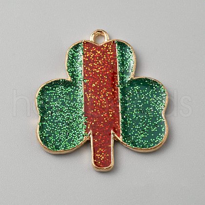 Saint Patrick's Day Glitter Alloy Enamel Pendants ENAM-CJC0003-58A-KCG-1