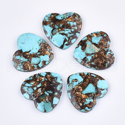 Assembled Natural Bronzite and Synthetic Turquoise Pendants G-S329-070-1