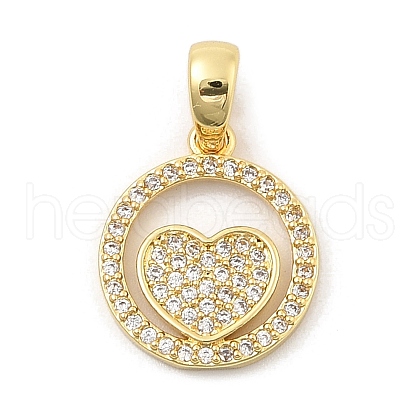 Rack Plating Leaf Brass Clear Cubic Zirconia Pendants KK-S407-12G-1
