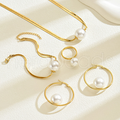 Stainless Steel Snake Bone Chain Bracelets & Earrings & Necklaces & Rings Sets RR0582-1