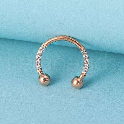 316L Surgical Stainless Steel Micro Pave Clear Cubic Zirconia Circular/Horseshoe Barbell Nose Rings WG07D83-04-1