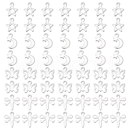 DICOSMETIC 80Pcs 4 Style 304 Stainless Steel Charms STAS-DC0008-02-1