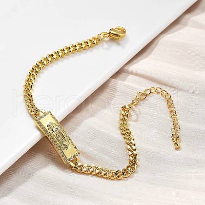 Brass Cuban Link Chain Bracelets BJEW-A035-01G-1
