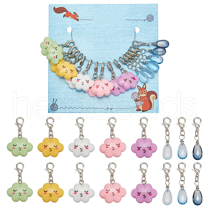 Teardrop & Cloud Locking Stitch Markers HJEW-AB00545-1