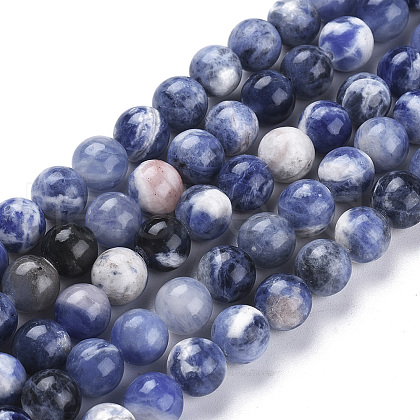 Natural Sodalite Beads Strands G-K410-02-8mm-1