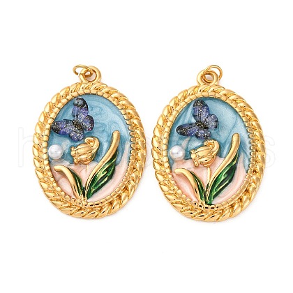 304 Stainless Steel Enamel Pendants STAS-U061-48G-01-1