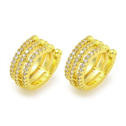 Brass Micro Pave Cubic Zirconia Cuff Earrings EJEW-C104-064G-1
