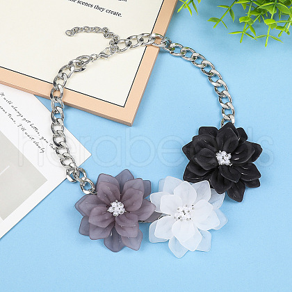 Alloy Resin 3 Flower Pendant Necklaces for Women FS-WG4A5FD-03-1