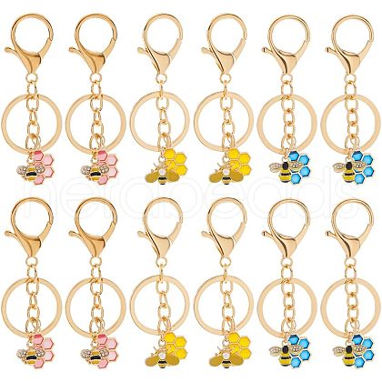  4 Sets Alloy Enamel Pendants Keychains KEYC-NB0001-36-1