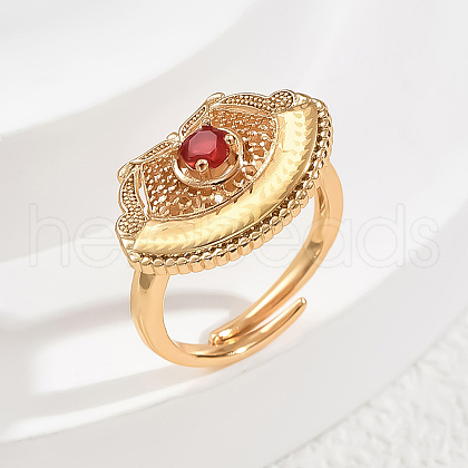 Brass Pave Cubic Zirconia Adjustable Finger Rings for Women GF5911-2-1